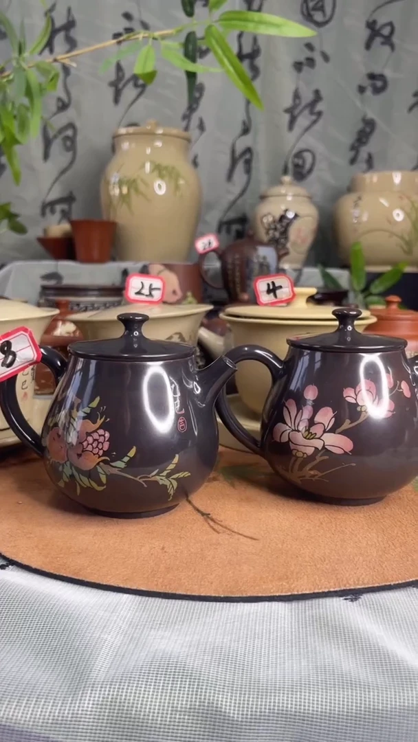 晴**️建水紫陶刻填亮光壶