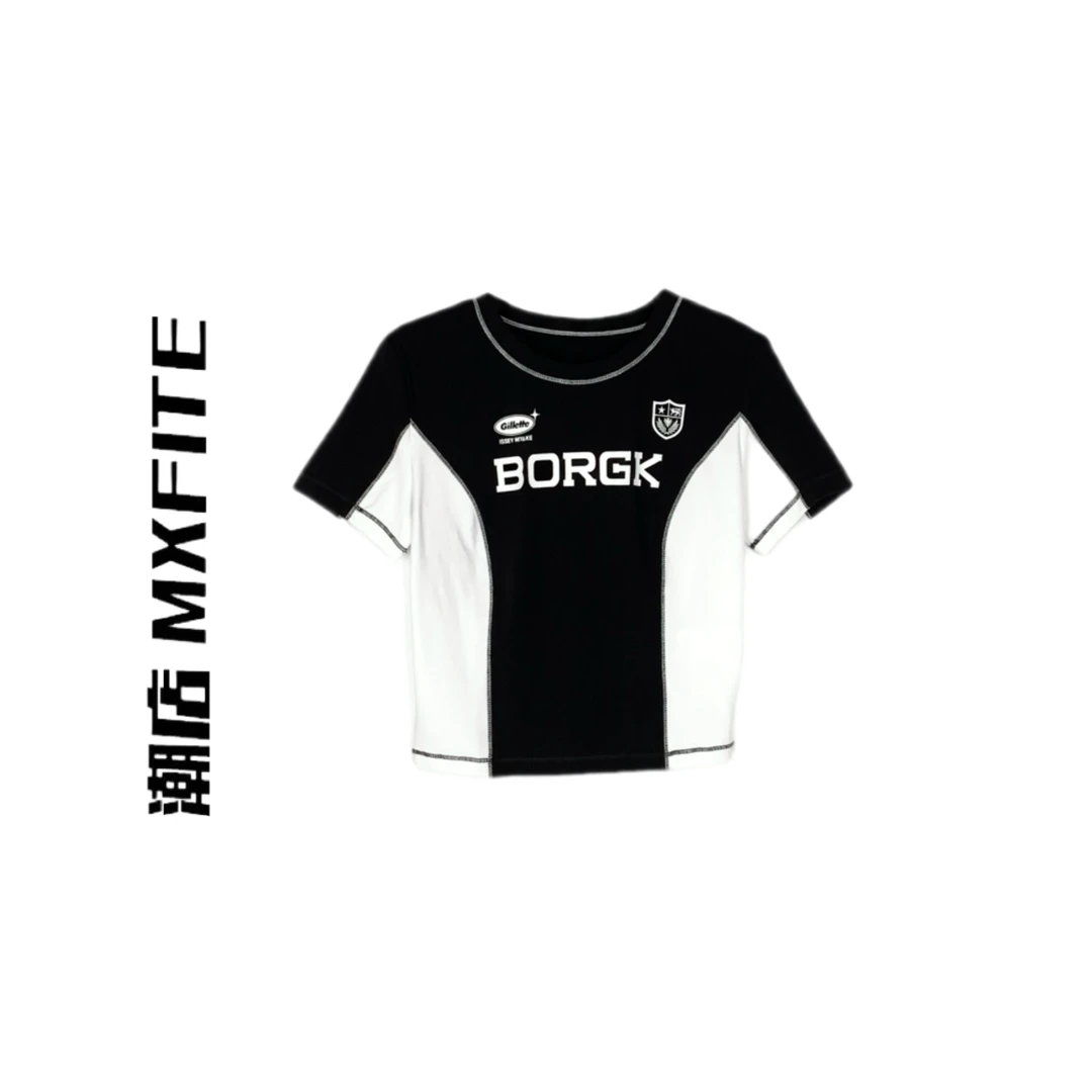 MXFITE潮店夏季新款撞色拼接字母印花短袖休闲T恤（ZHX40951）