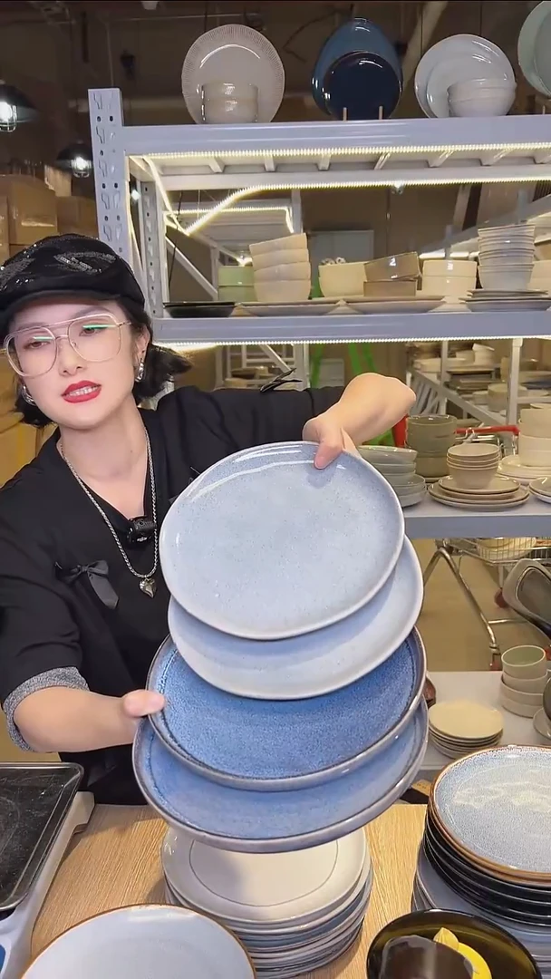 瓷77外贸尾货高温釉下彩陶瓷餐具默认微瑕