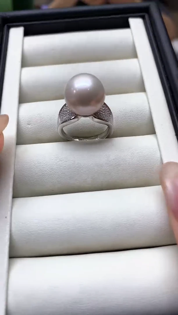 戒指银S925镶嵌淡水珍珠蝴蝶