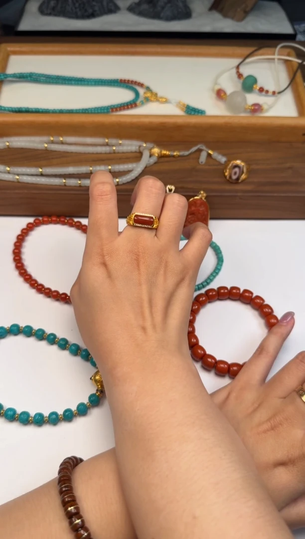 裸石蜜蜡18K金镶嵌麻**～手串手串