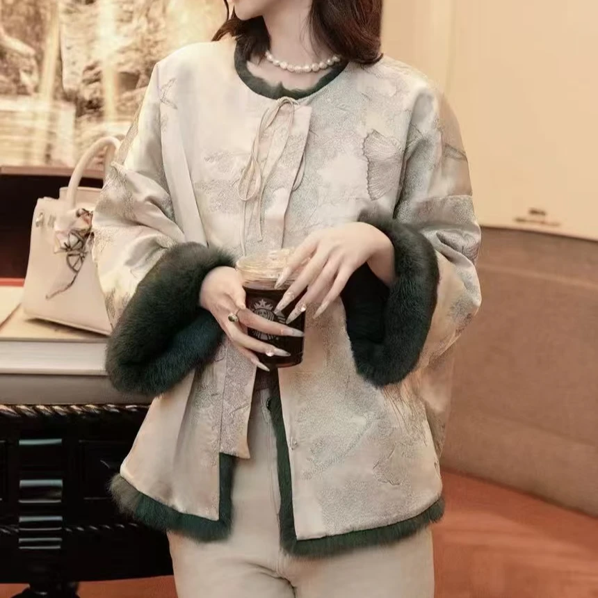 【翠裘】新款新中式国风重工刺绣两面穿外套上衣  2024D1837大鱼