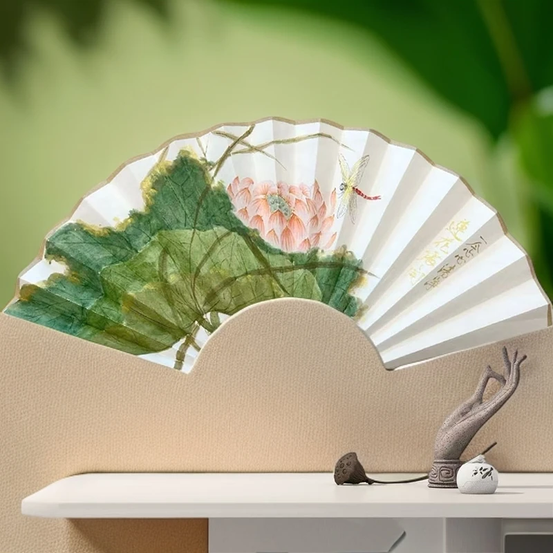 【手绘秘彩描金】蜻蜓立荷 —高金月——扇面