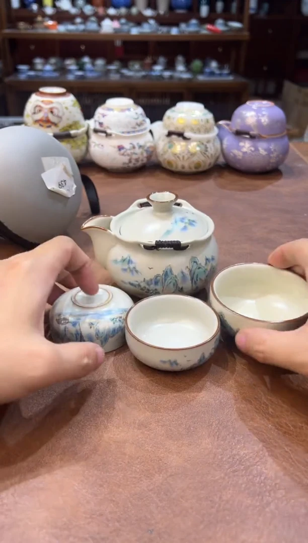 真的很便宜超好看会开片的旅行茶具