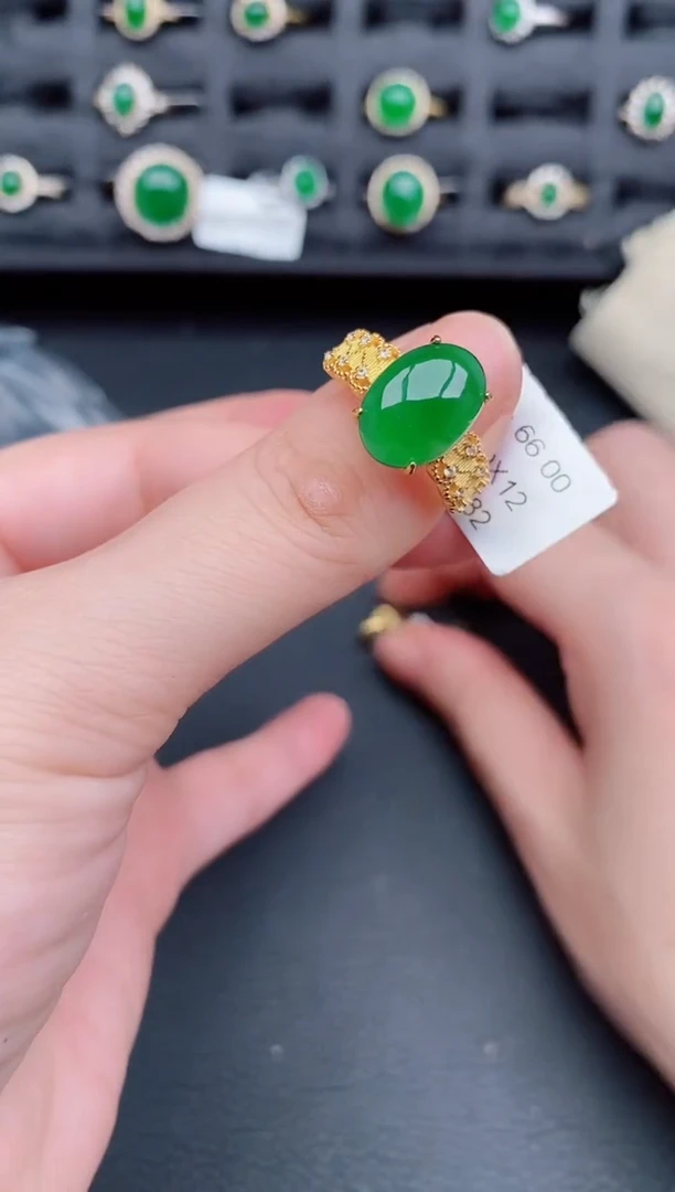 银S925镶嵌戒指翡翠天然a货翡翠260