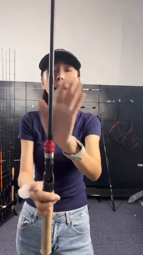 碳素（瑕疵杆没有售后 介意勿拍）软木红色小海杆1.8米枪柄
