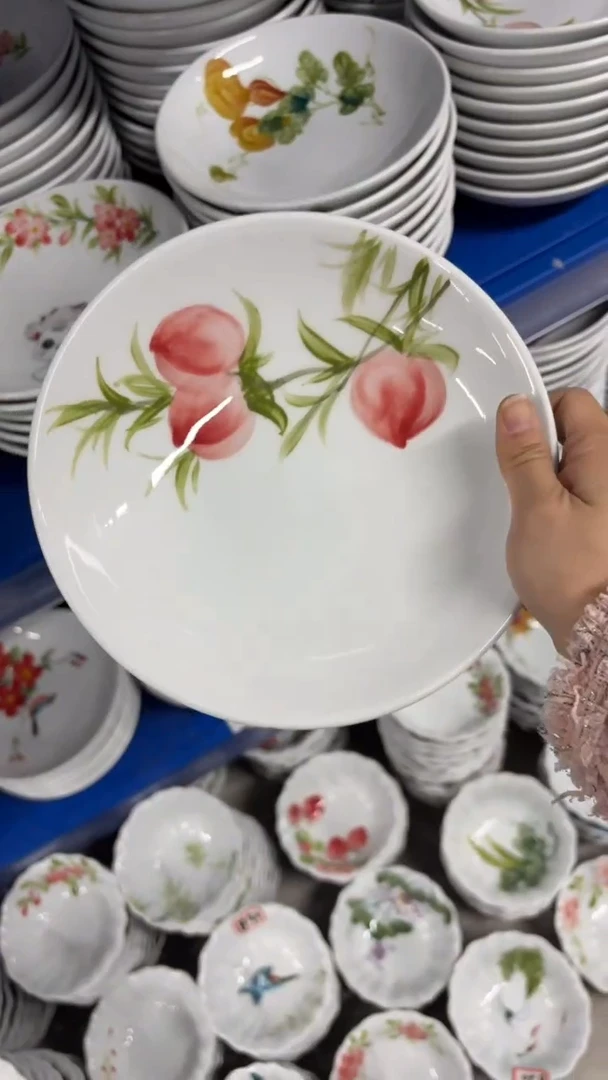 景德镇高温陶瓷食品级手绘釉中彩-圆深盘
