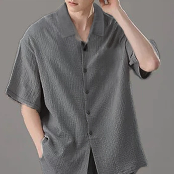 【衬衫001】双层棉纱夏季休闲慵懒风衬衫舒适透气宽松纯棉家居上衣