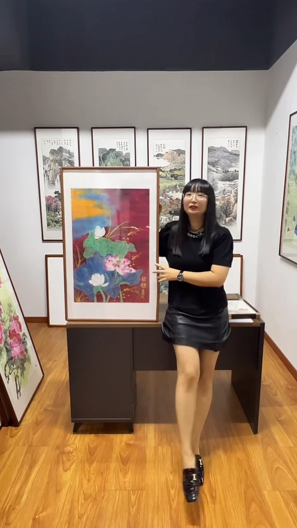国画 段义 行90*55 荷花 泼彩