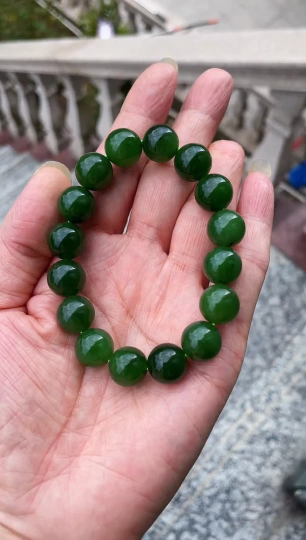 未镶嵌手串和田玉（碧玉）卡12+带红皮碧玉手串（多样性发一）