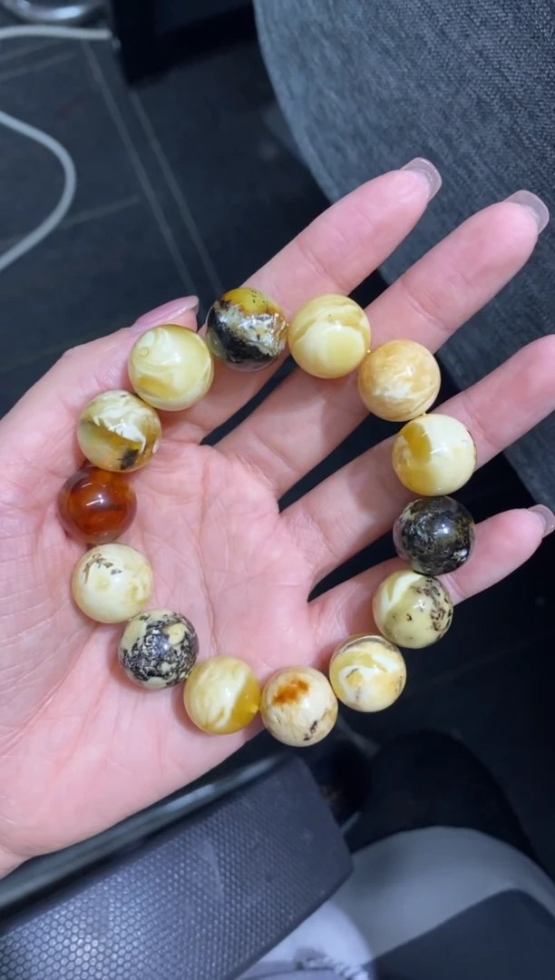 裸石蜜蜡未镶嵌奥利奥多宝手串