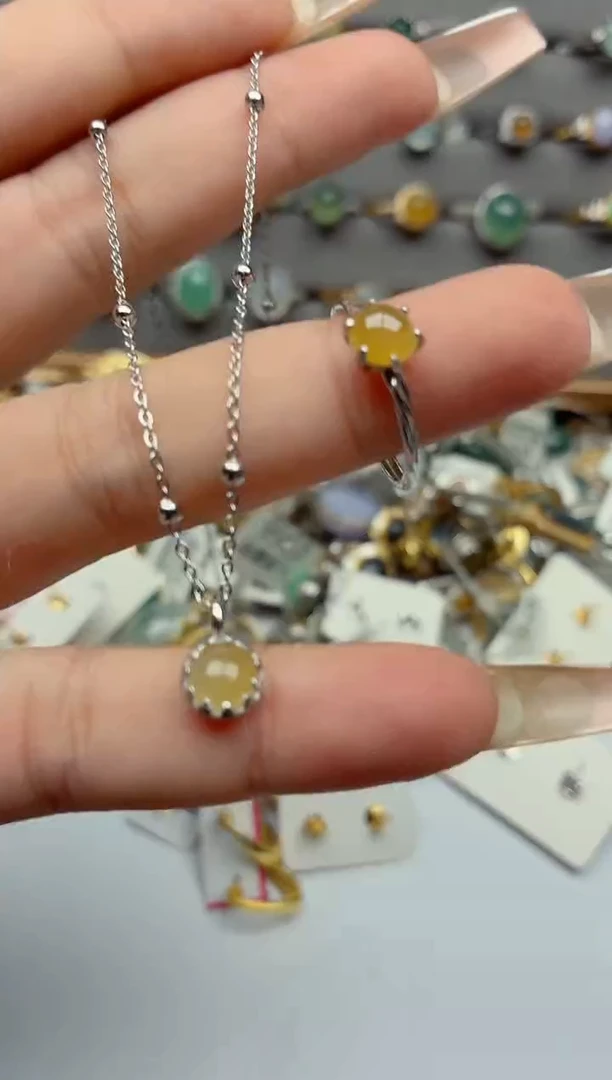 吊坠(不含链)银S925镶嵌翡翠.