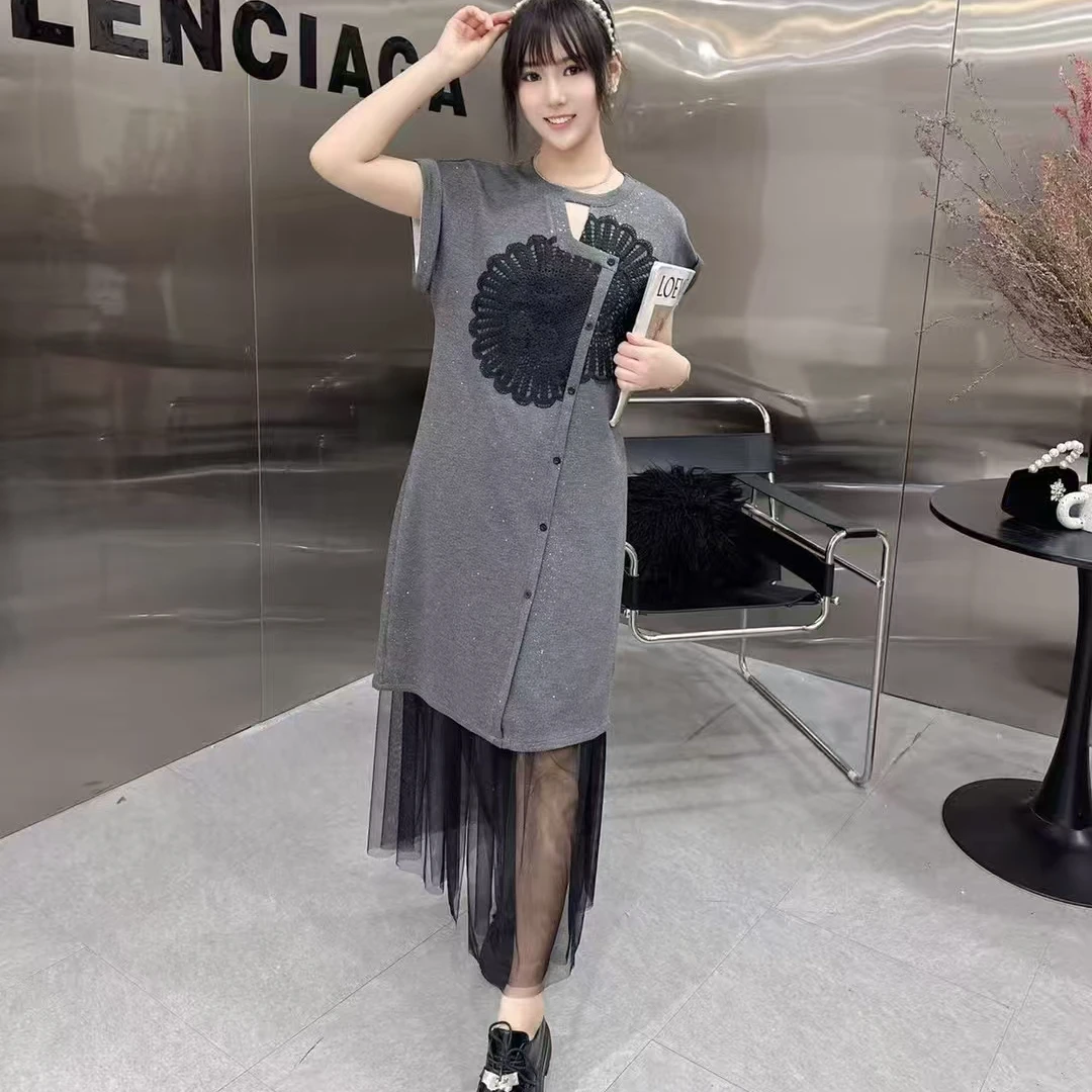 大码女装夏季新款遮肉显瘦修身俩件套连衣裙