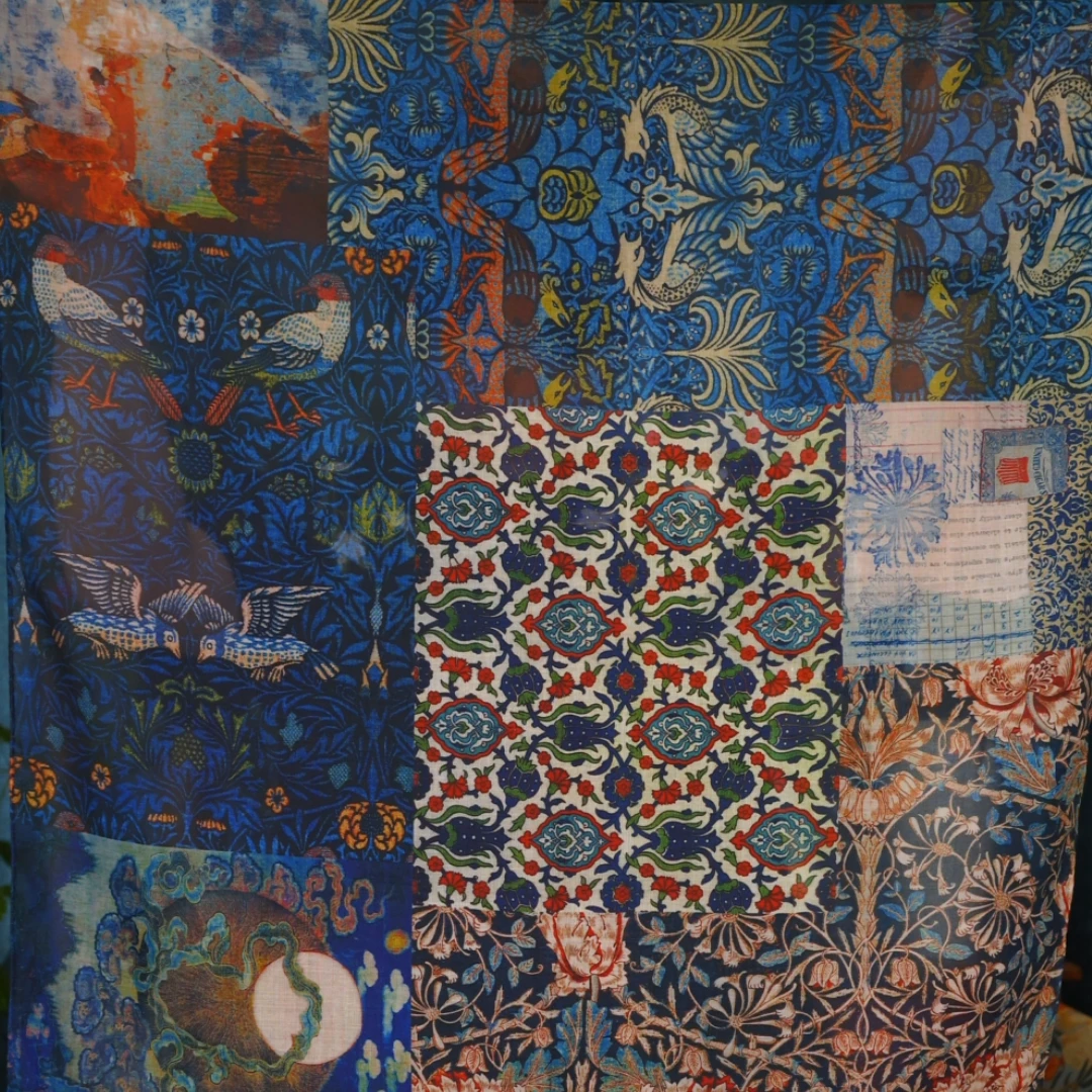 【方巾65*65】油画原创法式复古丝棉方巾文艺轻奢送人礼物百搭丝巾