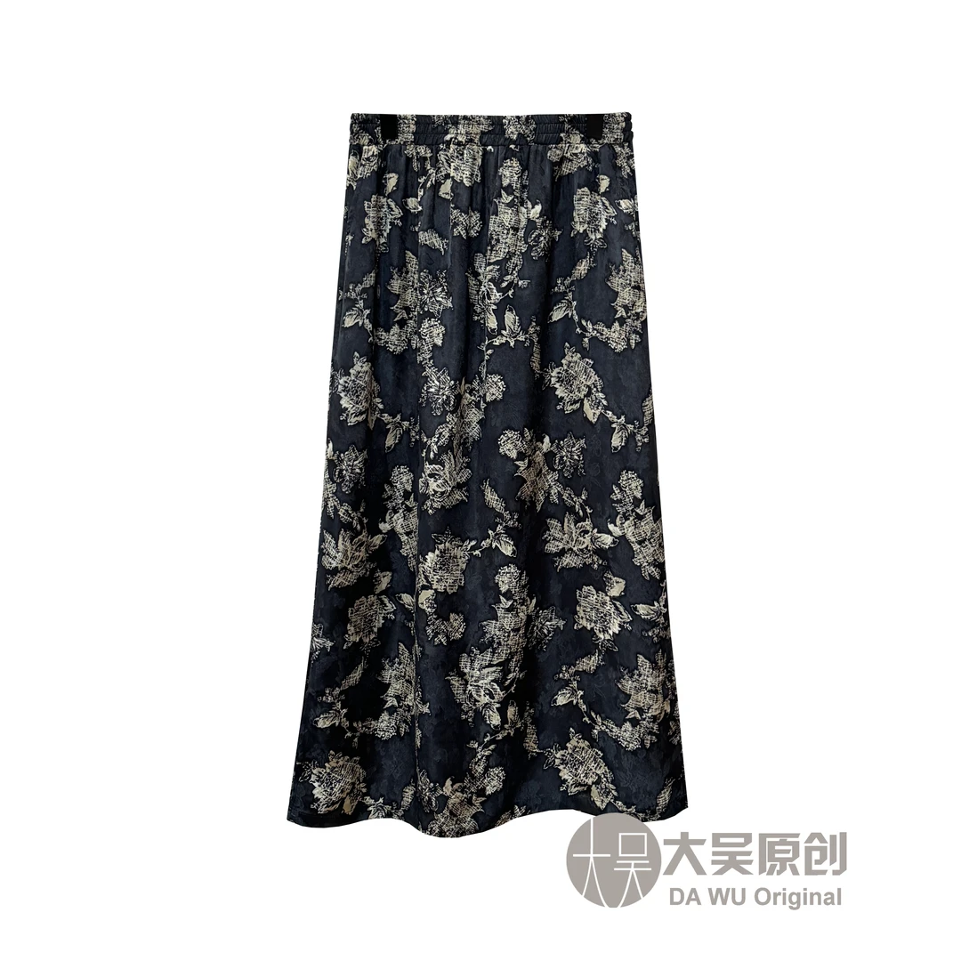 《大吴原创》“兰亭序”新款提花半裙高级复古感百搭直筒半裙
