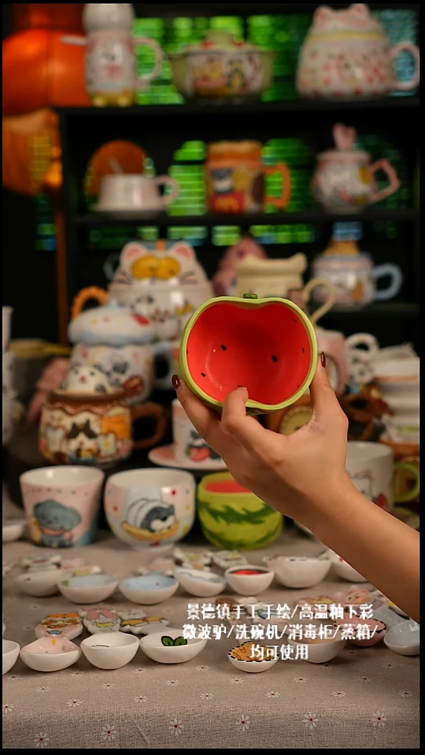 陶瓷无盖款景德镇高温釉下彩纯手绘创意瓷 默认微瑕 不退不换