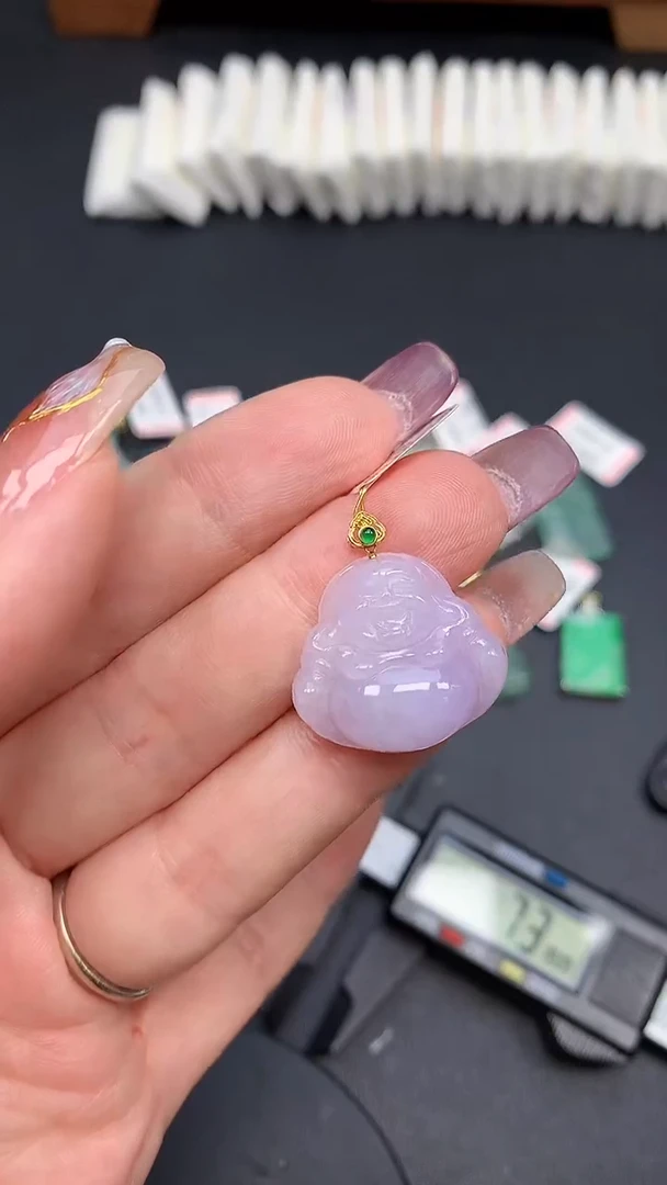 翡翠18K金镶嵌吊坠(不含链)MS189213