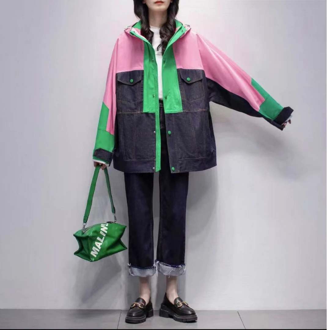 【TD】风衣女中长款2025年春秋新款韩版宽松系带收腰百搭外套6404