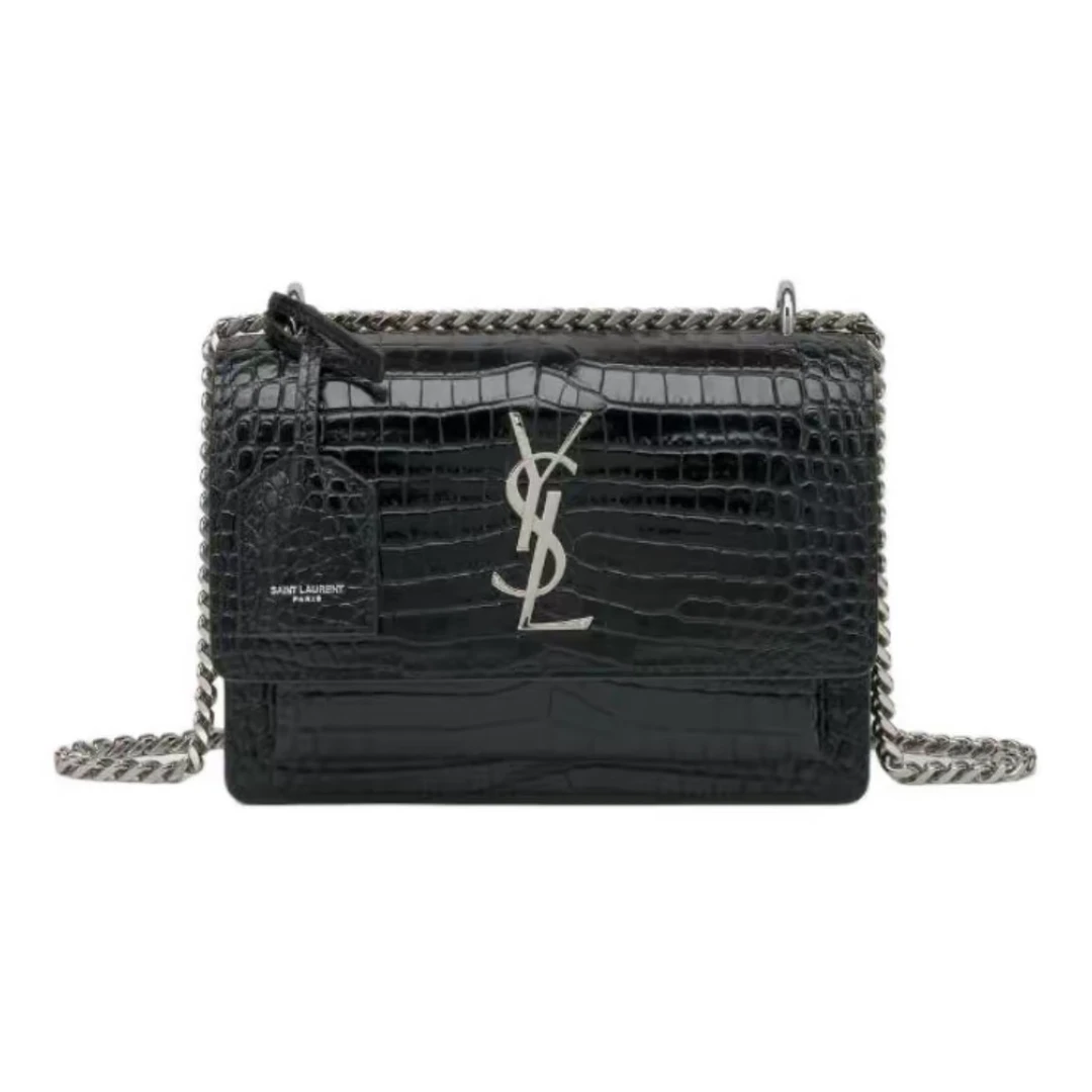 99新 YSL/圣罗兰 谭凯专属 YSL黑银鳄压日落单肩包 THYX2066