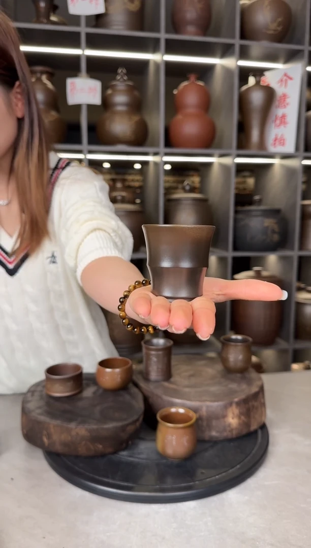 【闪购商品】杯本陶手作坭兴陶竹节柴烧主人杯