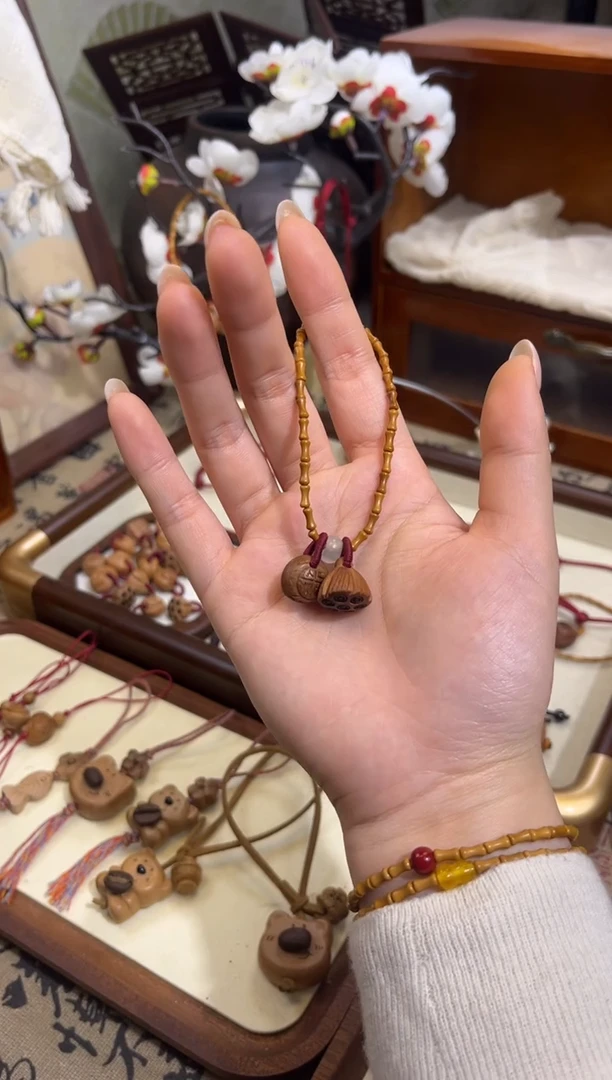 手串桃核【桃缘行】竹节「福气莲莲」桃核辟、挡、驱、护 备注手围