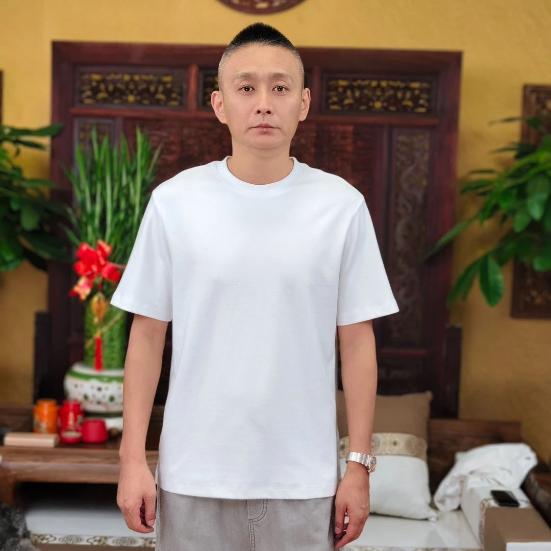 日常四季商务休闲短袖圆领T恤经典白色打底衫舒适