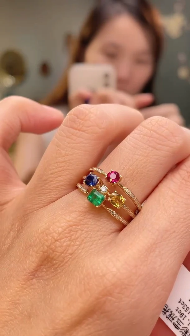 祖母绿戒指18K金镶嵌主石：1.19ct