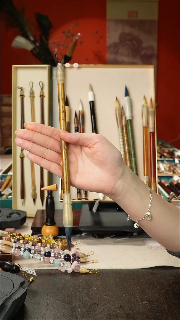 9号孤品高货毛笔链接 清水试笔 蘸墨不退