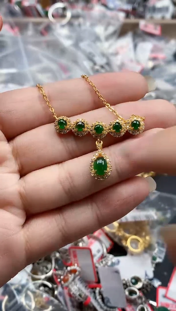 银S925镶嵌戒指翡翠天然A货缅甸翡翠