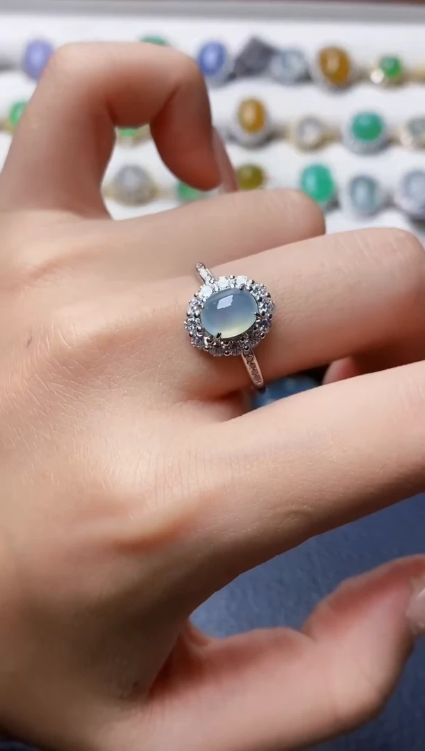 银S925镶嵌戒指翡翠0042