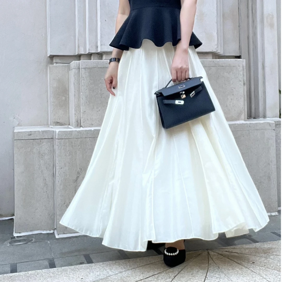 显瘦气质法式简约白色百搭小众半身裙