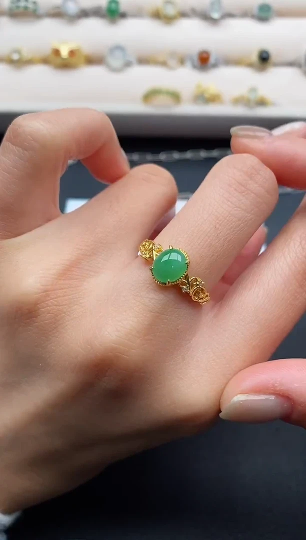 银S925镶嵌戒指翡翠7777777+8