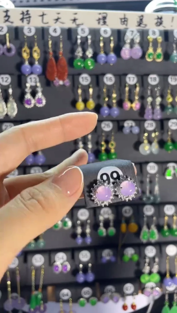 翡翠银S925镶嵌耳饰99