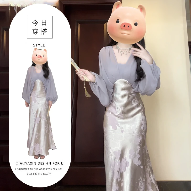 新中式禅意风国风仙气连衣裙女2025春季新款爆款气质拼接连衣长裙