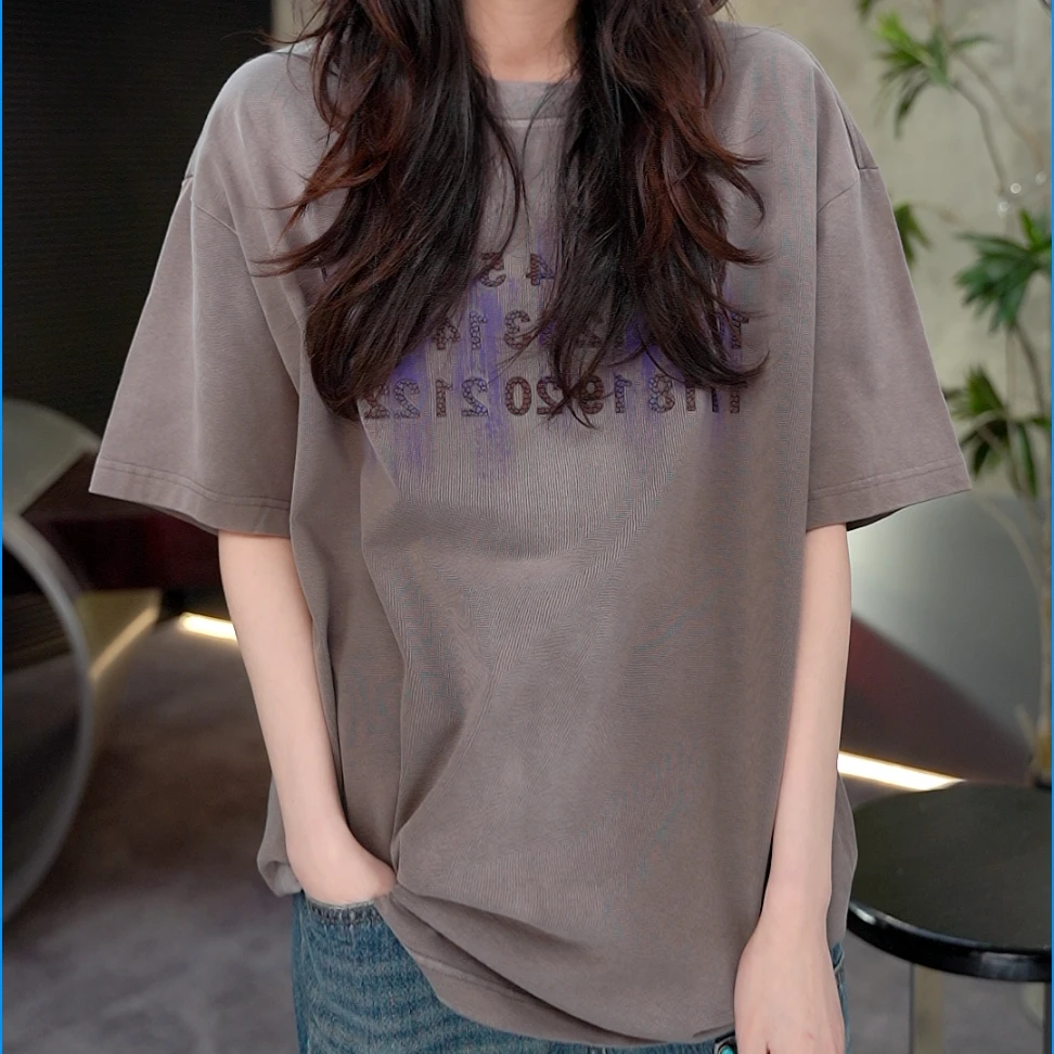 下架【黛仪专属】立体数字板胶短袖T恤男女同款S256101