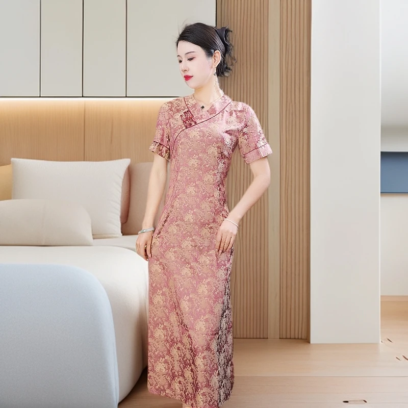 安玥红  2025参展款改良旗袍气质日常优雅修身显瘦夏季复古