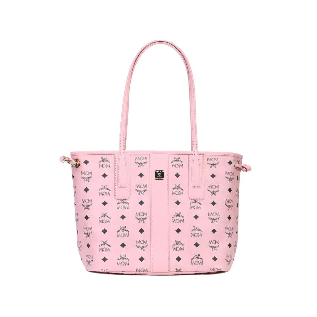 未使用 MCM MCM新款桃花粉小号子母tote