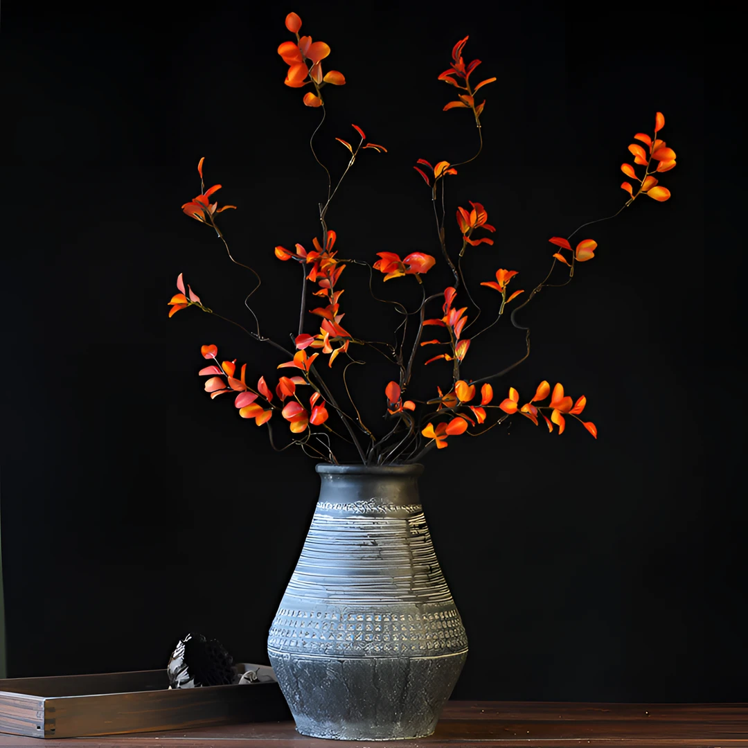 繁星做旧手工复古土陶禅意陶瓷花瓶陶罐仿古水培桌面客厅插花摆件