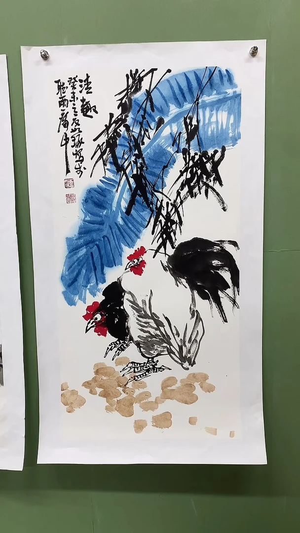 竖款精品三尺花鸟清趣