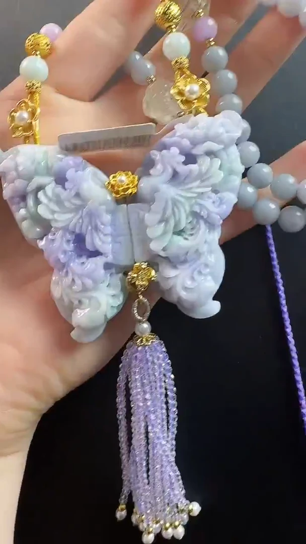 颈饰未镶嵌翡翠翡翠凤穿牡丹吊坠