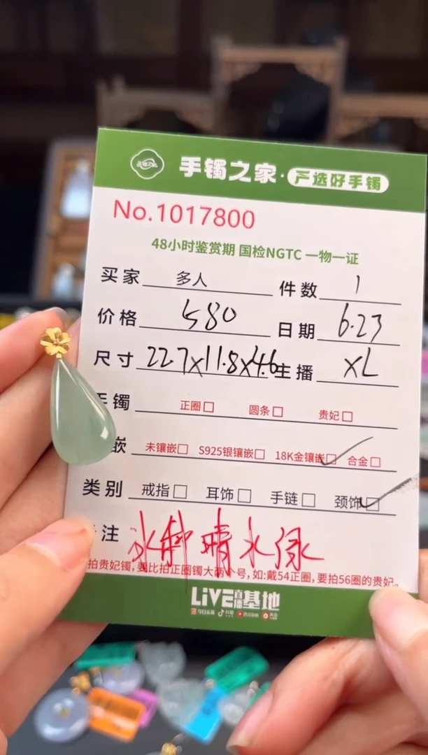 翡翠18K金镶嵌颈饰多人