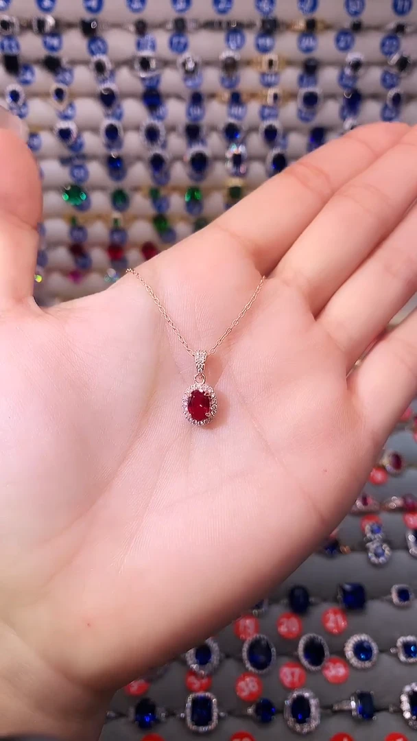 【闪购商品】红宝石吊坠(赠链)银S925镶嵌1111