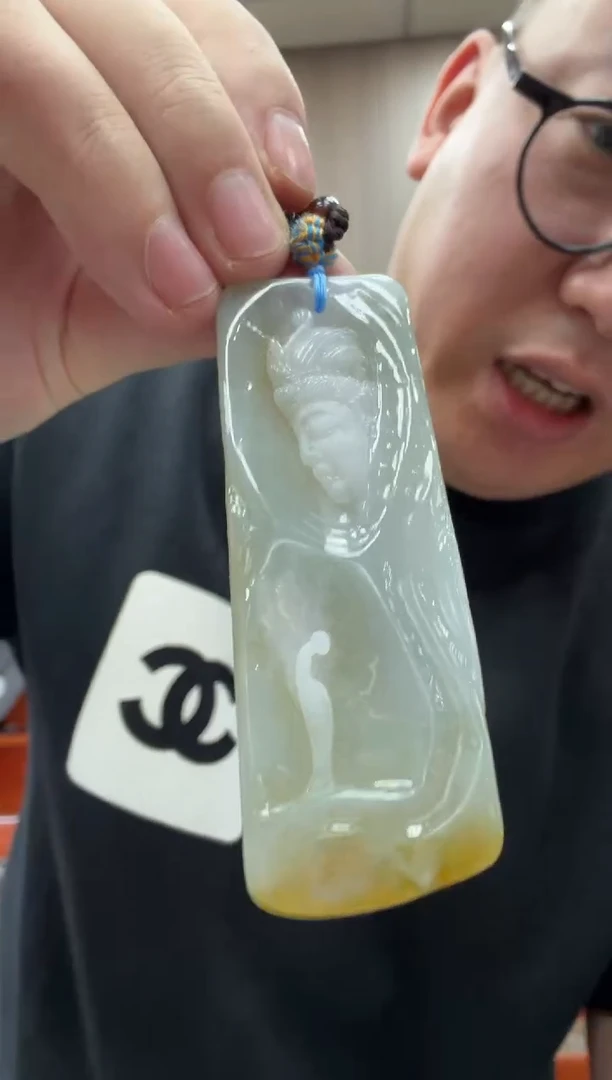 未镶嵌挂件翡翠A货翡翠孤品国雕谢林工