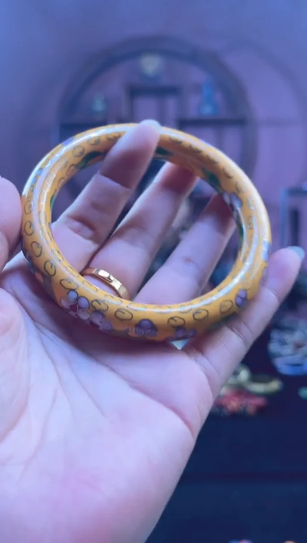 非遗 景泰蓝公主镯 55-60/1.2粗版 黄色