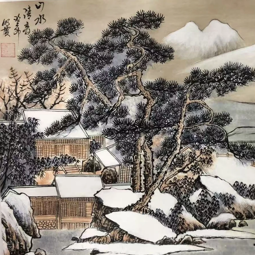 国画作品-四开三-山水清音