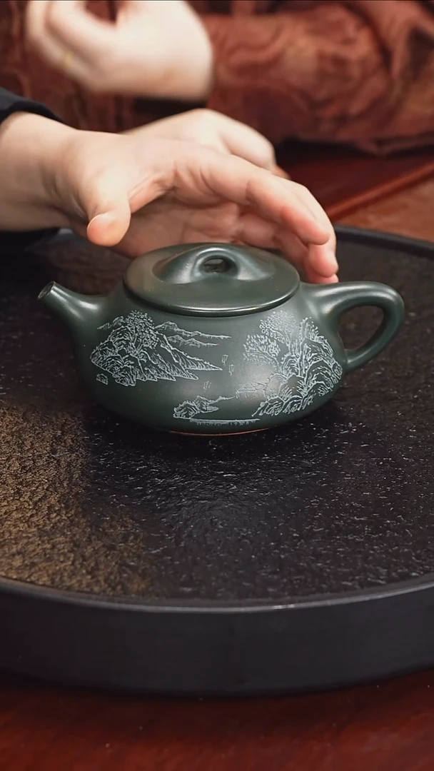 茶壶紫砂邵德华 石瓢85 生竹翠 380毫升 顾氏认证 林散之