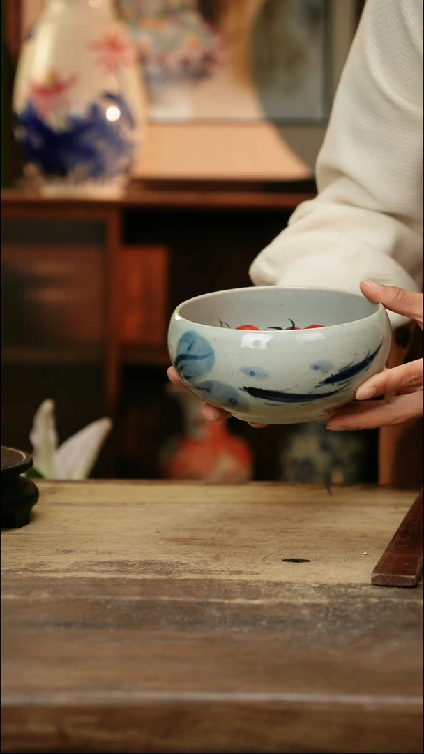 瓷片 景德镇纯手工釉下彩精品花瓶