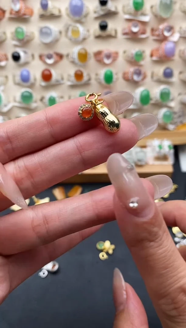 银S925镶嵌戒指翡翠缅甸天然A货翡翠114-3