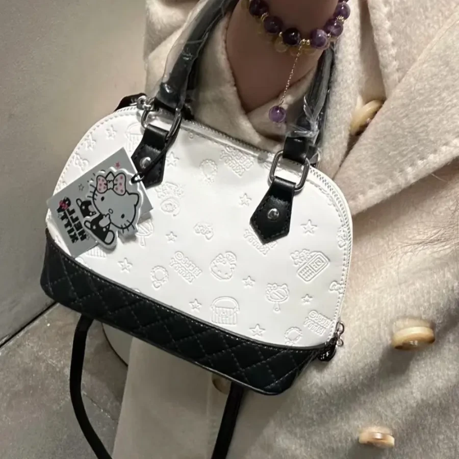 HelloKitty黑白贝壳包2025新款高颜值手提单肩包休闲百搭斜挎包