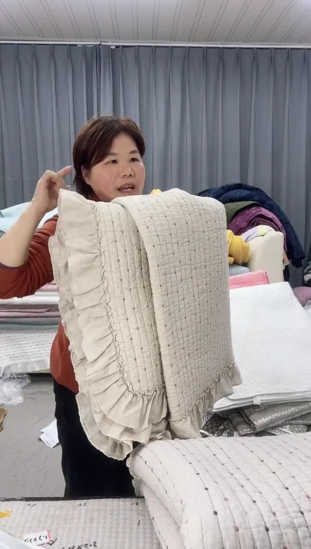 棉米色米粒绣2.45*2.6纯棉